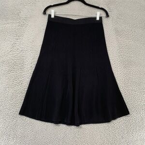 Misook Knit Skirt Womens Petite XS Black Knit A-Line Midi Work Office Career